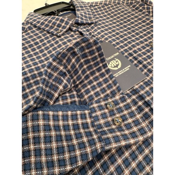 New Report Collection Men's Size L Soft Touch Flannel Blue Plaid Classic Fit - Picture 5 of 11